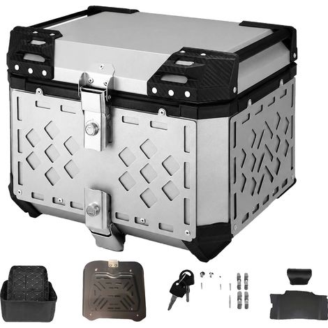Motorrad Heckablagebox, Doppelschloss-System, Wasserdichtes Design, 45L silber (1/2)