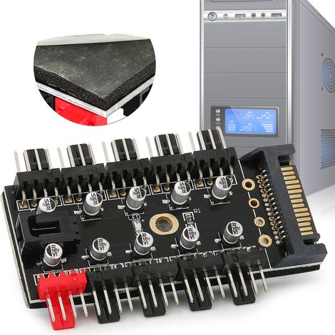 Concentrador de refrigeración para carcasa de PC con regulador de temperatura, cable PWM de 4 pines e interfaz SATA.