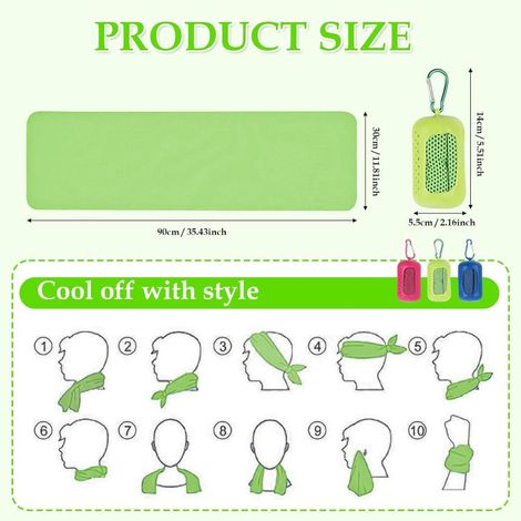 Cool Towel pour Sport(30x90cm), 3Pcs Serviette de Rafraîchissante avec Boîte de Rangement en Silicone, Serviette Fraîcheur pour Sports Voyag