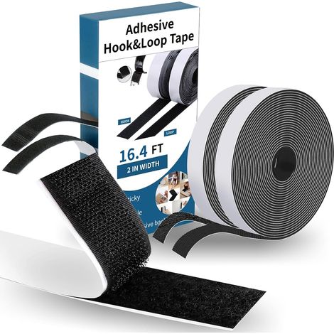 Extra Forte Scratch Autocollant Double Face 50 mm x 5 m, Multifonctionnel Bande Scratch Adhésive, Noir Double Face pour Intérieur et Extérieur, pour Ménage (1/5)