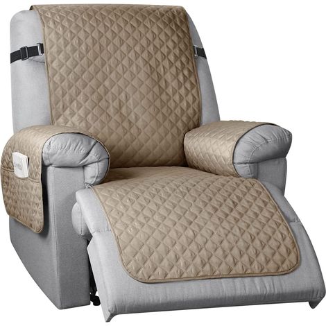 Housse De Chaise Fauteuil Relax 1 Pièce, Housse Inclinable pour Chaise à 1 Coussins Matelassé Protecteur De Meubles pour Chien avec Support Antidérapant Et Sangle (Chameau) (1/5)