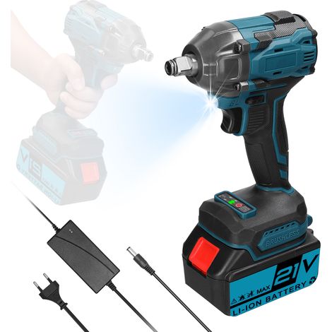 Clé électrique domestique 21 V, moteur sans balais, outil électrique à couple élevé, dispositif d'installation pratique avec voies de rotation avant et arrière, commutation de la lumière d'éclairage L (1/5)