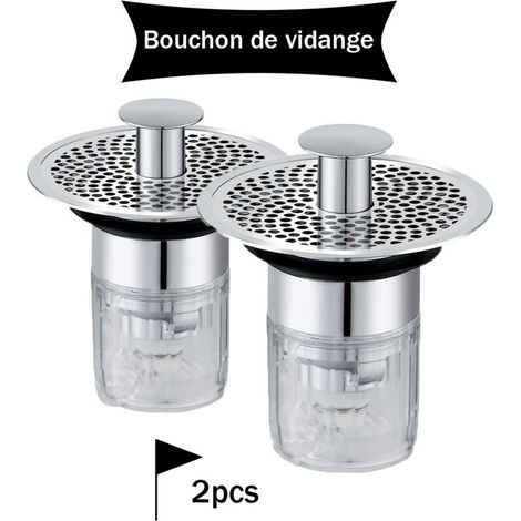 Lot de 2 bouchons d'évier de salle de bain 34-37 mm, bouchons d'évier universels à fermeture automatique avec filtre anti-obstruction et anti-odeurs (1/5)