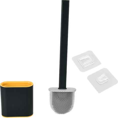 Balai de toilettes avec support, lot de brosses à long manche pour nettoyage WC, fournitures ménagères salle de bain vert (1/5)