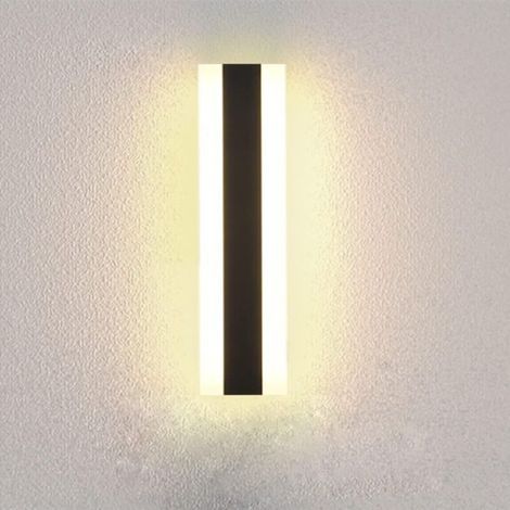 Applique murale extérieure LED longue 30 cm en aluminium noir, étanche IP65, lumière chaude – pour villa, porche ou façade (1/5)