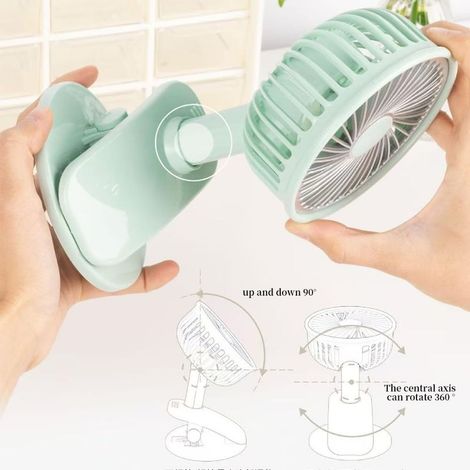 Wiederaufladbarer, kleiner Clip-Ventilator mit LED-Licht, tragbarer Outdoor-Clip-Ventilator, 3 Modi. (1/5)