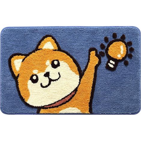 Tapis de bain antidérapant à motif chien de dessin animé, tapis de salle de bain d'intérieur floqué (1/5)