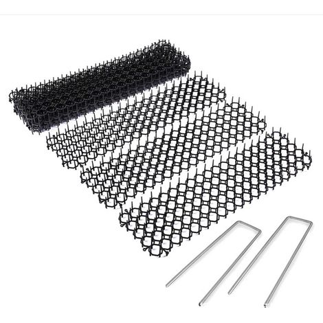Lot de 10 tapis répulsifs + 10 picots en forme de U pour jardin - Bandes anti-creusement pour chats et chiens - Fournitures de jardin (1/5)