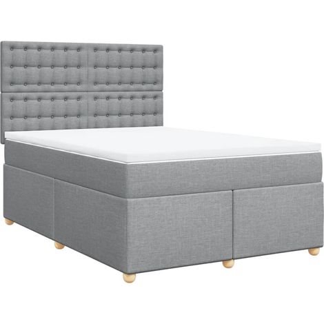 Maison Exclusive - Cama box spring con colchón tela gris claro 14