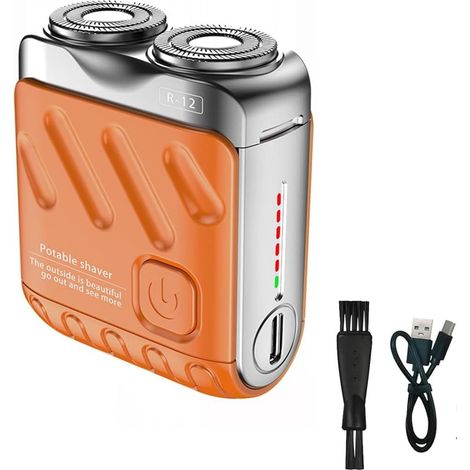2-teiliges elektrisches Mini-Schneidgerät, um 360° drehbar, schwenkbar, wasserdicht, platzsparend, für den täglichen Gebrauch und für unterwegs (Orange)