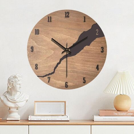 Wooden Wall Clock 30cm Modern Non-Ticking Silent Quartz Movement High Precision Easy to Read for Office Living Room Kitchen School Kids Room (1/5)