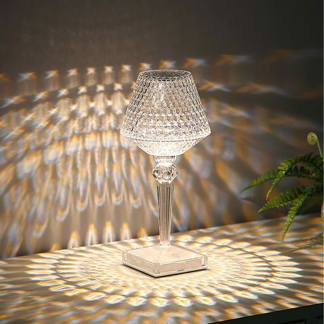 VURAHOME - Lampe de chevet tactile à intensité variable en cristal - Lampe de table sans fil - Décoration de nuit USB rechargeable - Lumière d'ambiance - Pour salon, chambre, restaurant, bar, hôtel (1/5)