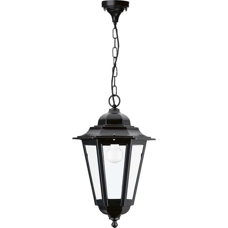 Suspension classique ELITE 6 IP44 E27 42W Verre transparent Noir (1/3)