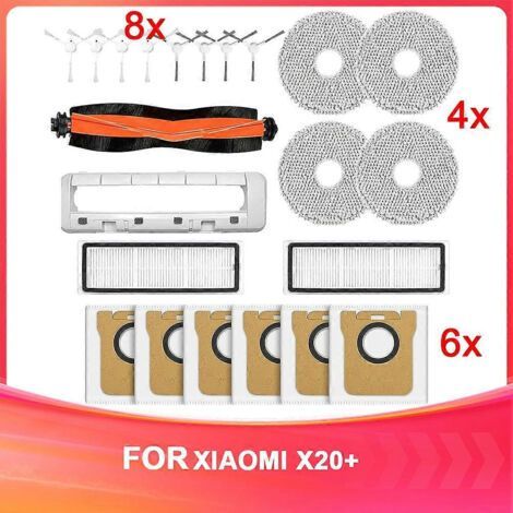 Accessoire pour aspirateur robot Xiaomi X20+ : brosse principale latérale, filtre HEPA, lingette de nettoyage, sac à poussière (pièces de rechange). (1/5)