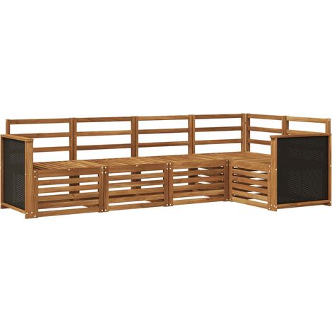 Set Divani da Giardino Divano sezionale 4 pz Naturale Legno di Acacia Massello (1/5)
