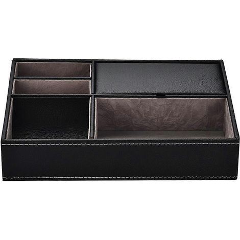 Boîte de rangement multifonctionnelle en cuir PU pour fournitures de bureau et articles de papeterie. (1/5)