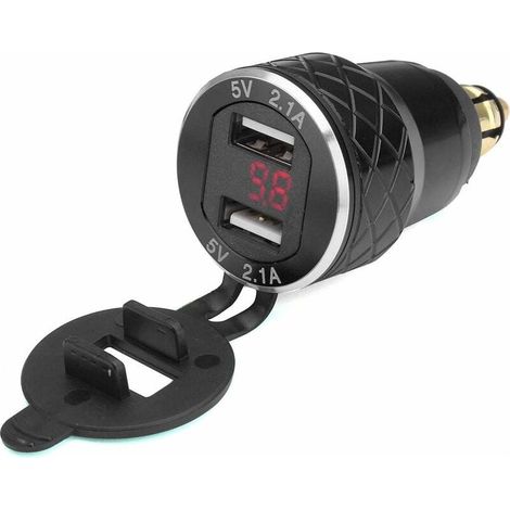 12V-24V 4.2A Voltmètre Rouge Moto Double Chargeur USB Socket pour BMW Moto - Noir uniquement aux raccords UE (1/5)