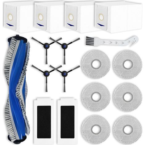 Pièces de rechange compatibles avec ECOVACS DEEBOT T30 PRO OMNI / T30 OMNI accessoires, 1 brosse principale, 4 brosses latérales, 2 filtres, 6 chiffons de vadrouille, 4 sacs (Pas pour T30S) (1/5)