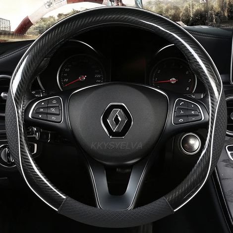Housse de volant en cuir noir en forme de O, compatible avec Renault Scenic, Clio, Laguna 2, 3, 4, 5, Kangoo, Fluence, Megane, Trafic, Talisman, Twingo et Kaptur. (1/5)