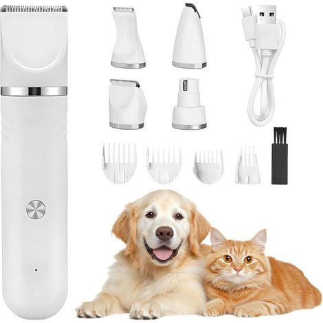 4 en 1 Tondeuse Chien Set, Professionnelle Tondeuses pour Chien Sans Fil, pour Chats, 4 Têtes de Coupe Multi-usages (1/5)