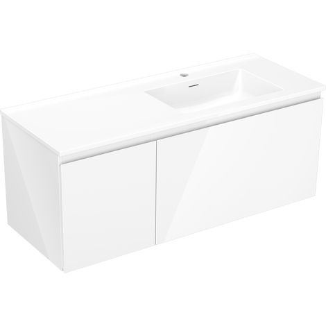 Mexen Orio armoire de salle de bain 120 cm avec lavabo Otis à droite, 1S, 1D, blanc brillant - 91A13-12047-3-BBFF00-W18P00 (1/5)