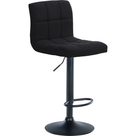 Tabouret de bar x1 style contemporain en tissu matelassé noir cadre métal noir 100006082 (1/5)