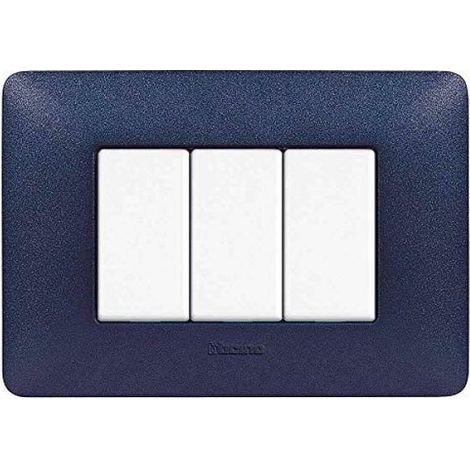 Placca Bticino Matix 3 moduli blu mercurio AM4803TBM (1/6)
