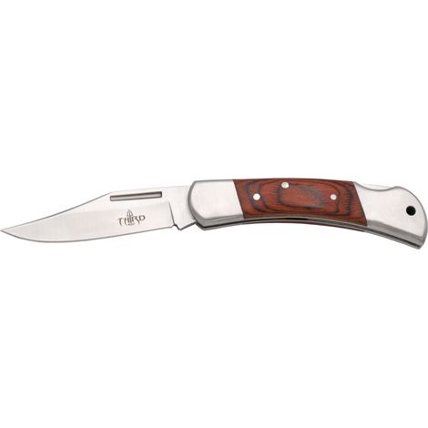 Navaja Third con mango de madera, virola de acero, hoja de acero inox de 7,5 cm, largo total 17,2 cm, 11274, herramienta para uso deportivo, pesca y caza