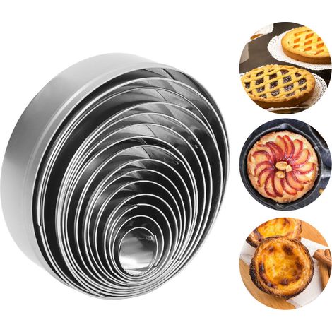 14-teiliges Set für Mousse-Ringe, inklusive runder Ausstecher in verschiedenen Größen und Brotschneider. (1/5)