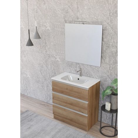 mobile bagno "canova" rovere, 80 cm (1/4)