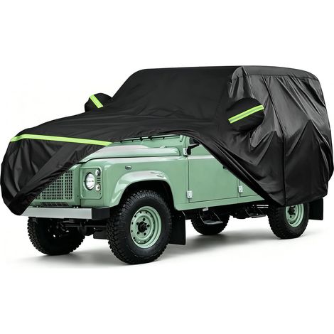Wasserdichte Autoabdeckung, kompatibel mit Land Rover Defender 110 (1990–2016)  Ersatzabdeckung, Komplettabdeckung mit Reißverschluss, Sonnen- und Regenschutz