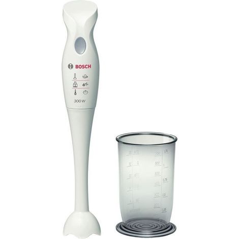 Bosch – Mixeur plongeant 300W – Pied amovible en plastique – Lame en acier inoxydable – Design ergonomique blanc