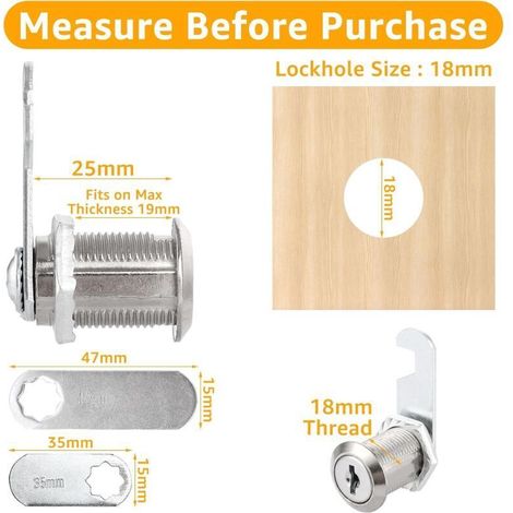 10er-Pack Briefkastenschlösser, 25-mm-Metallschloss, Briefkastenzylinder aus Zinklegierung mit 20 Schlüsseln für Schublade, Schrank, Kommoden und Briefkasten (1/4)