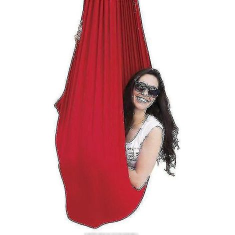 Ensemble balançoire et hamac de yoga aérien pour la flexibilité et le soulagement de la douleur (150 x 280 cm, rouge)