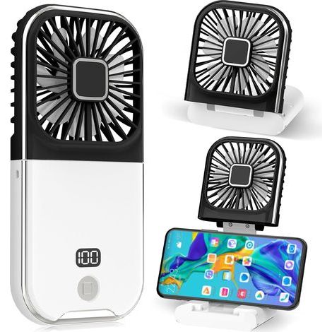 Mini portable fan, USB rechargeable, silent, for office, home, outdoors and sleeping (black) (1/5)