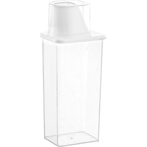 Boîte de rangement transparente en plastique pour céréales, aliments secs, farine, sucre et riz, avec verre doseur intégré. Idéale pour le rangement du garde-manger. (1/4)