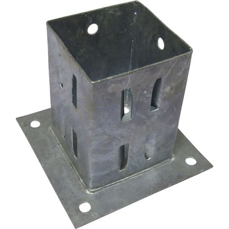 Bolt Down Fence Post Support 75MM Wedge Grip x1 (Galvanised Fencing Base Shoe Foot) (1/5)