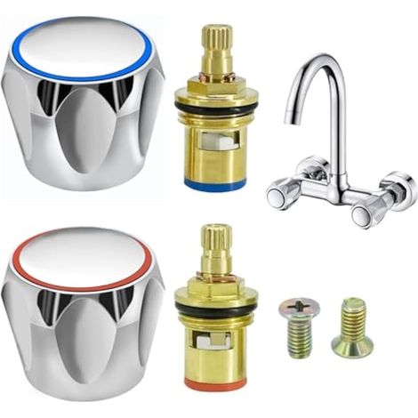 4 Pièces Tête a Disques Céramique Cartouches 20 Dents, 1/2" Cartouches Céramique Robinets de Rechange en Laiton, Tete de Robinet Disque Ceramique pour Maison Salle de Bain Chaud et Froid (1/4)