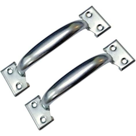 Set of 2 retro barn door handles for kitchen cabinets, hole spacing: 58 mm, silver iron