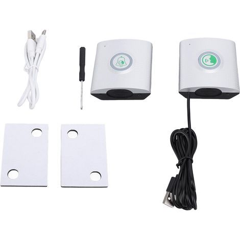 Sonnette USB Rechargeable Volume réglable longue portée sans fil interphone 2 voies sonnette de porte pour maison appartement bureau argent (1/5)