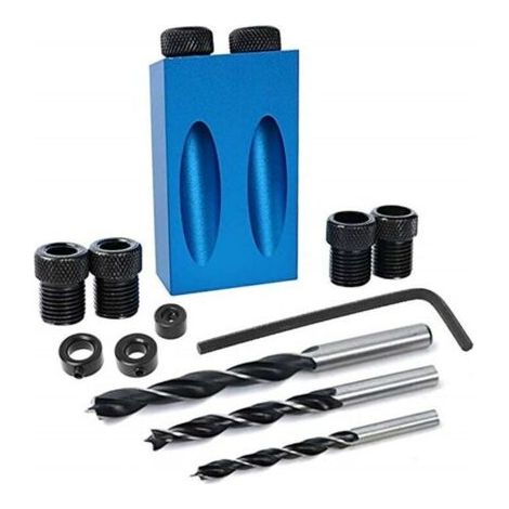 14 Pcs Gabarit De Trou De Poche Set,15°De Percage Oblique,Avec Adaptateur 6/8/10mm,Oblique Positionneur Outil De Localisation Pour Guide De Perçage (1/5)