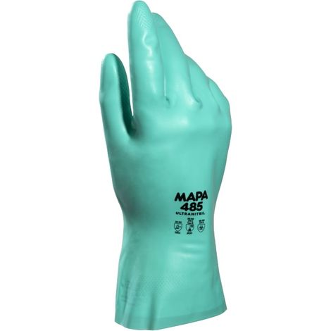 Gants de manutention Mapa ULTRANITRIL 485 taille 10, Résiste aux produits chimiques, 12 Paires, Vert ( Prix pour 12 Paires )