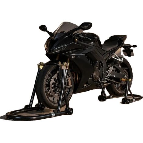 Support de moto, support de roue réglable, construction en acier durable, noir (1/2)