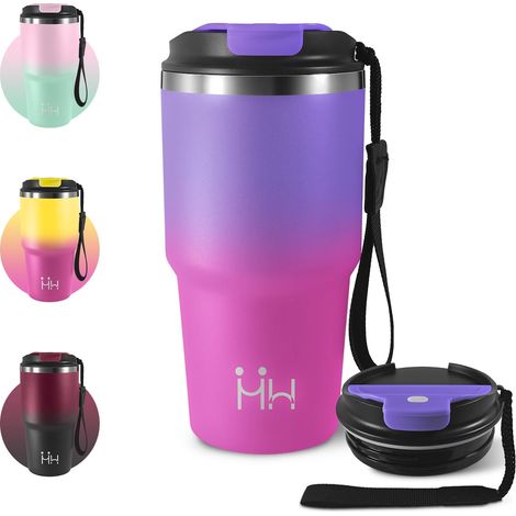 Mug Isotherme Cafe 600ml, Tasse à Café à Emporter, Tasse Isolante Hermétique à Vide avec Couvercle, sans BPA, Café Étanche Mug, Réutilisable, pour Café Chaud et Froid, Lait et Thé, Voyage, Course (1/5)