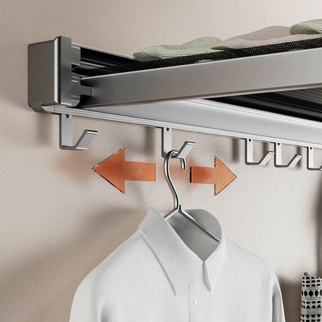 Étendoir à Linge Pliable et rétractable Fixation - aluminium. 44 cm. gris. compatible une utilisation dans des environnements - été / jardinage (1/5)