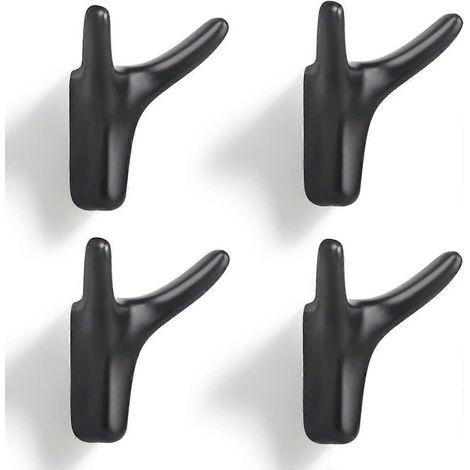 Lot de 4 patères doubles murales, crochets robustes en alliage de zinc massif pour suspendre serviettes, clés, sacs et chapeaux