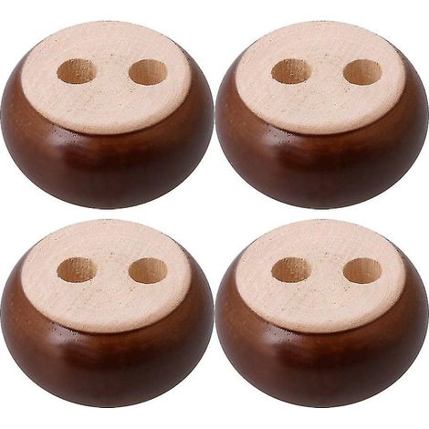 4 pieds de meuble ronds et plats en bois, 3 x 7 cm, couleur noyer WS6069 (1/3)
