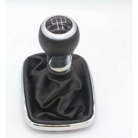 Kit de protection anti-poussière pour pommeaux de levier de vitesse Volkswagen Golf et Bora, accessoires de modification du pommeau de levier de vitesse, cuir à coutures rouges + pommeau rond rouge, k (1/4)