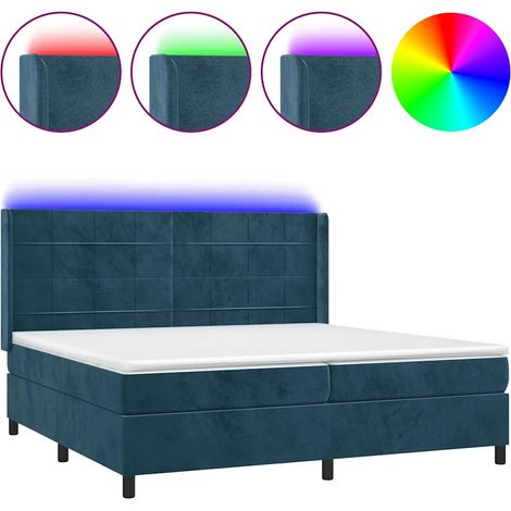 Maison Exclusive - Letto a Molle con Materasso e LED Blu Scuro 200x200 cm (1/5)