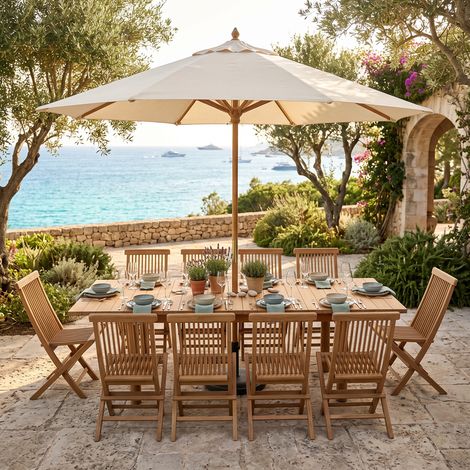 Salon de jardin en teck massif Riviera, 10 places (1/5)